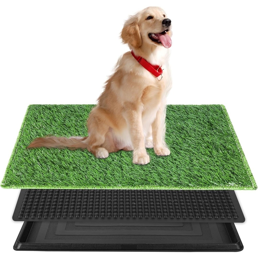 25x20" Dog Grass Potty Pad with Tray – Indoor Outdoor Puppy Training Litter Box